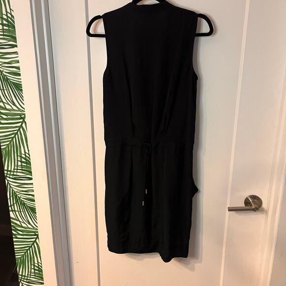 Diane Von Furstenberg Black Sleeveless Drawstring Tie Drape Wrap Dress Size 4 - Picture 2 of 8
